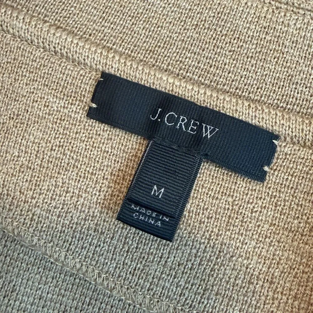 J.Crew Sophie Open Front Sweater Blazer Tan Camel Merino Wool Blend Medium